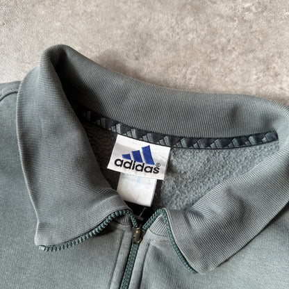 Adidas Sage Green Small Chest Logo 1/4 Zip Sweatshirt L