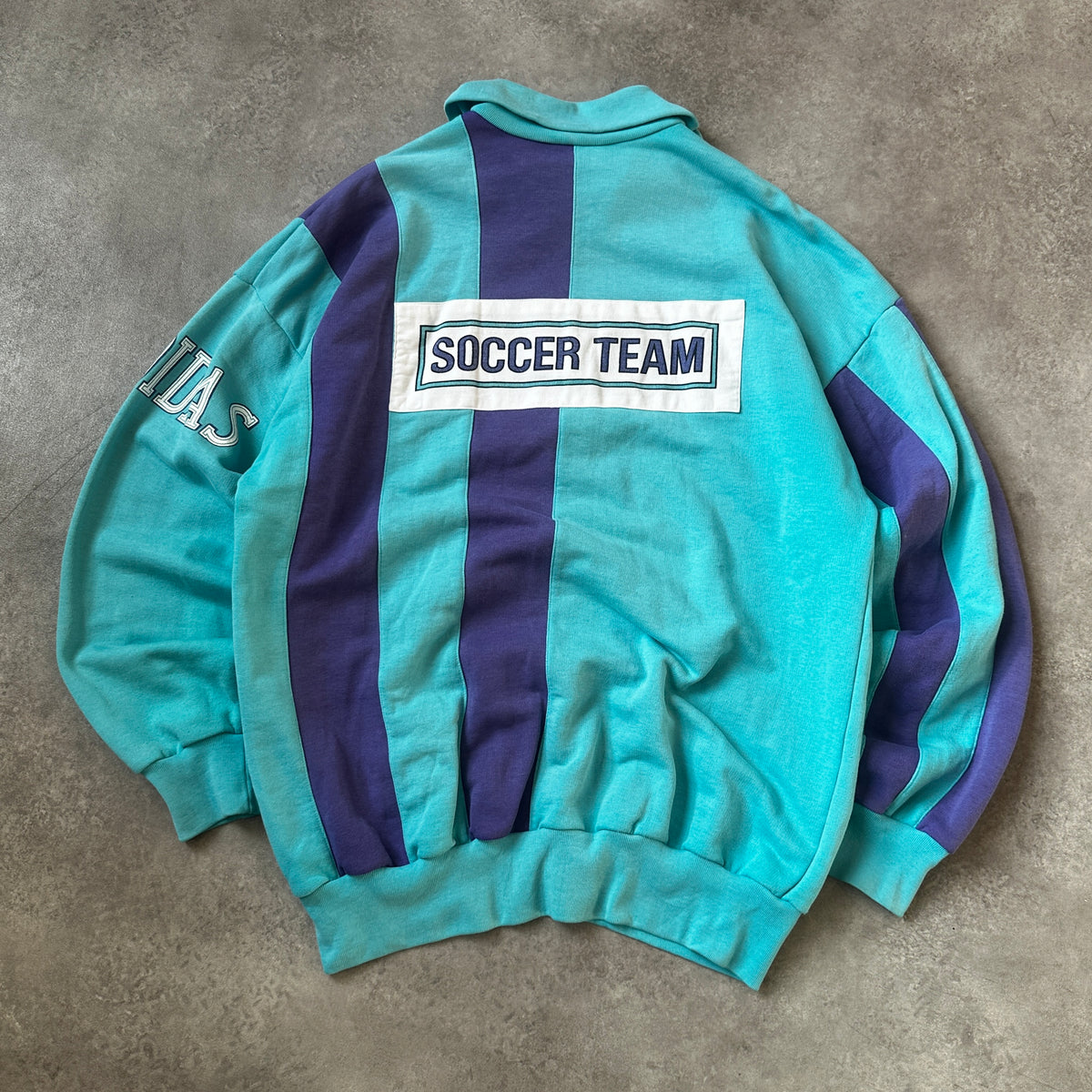 Adidas Teal & Purple Colorblock 1/2 Zip Sweatshirt 174cm