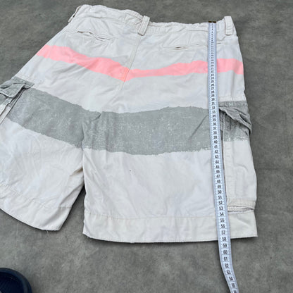 American Eagle White Striped Cargo Shorts W34