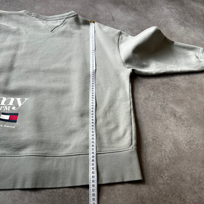 Tommy Jeans Sage Green Small Chest Logo Crewneck L