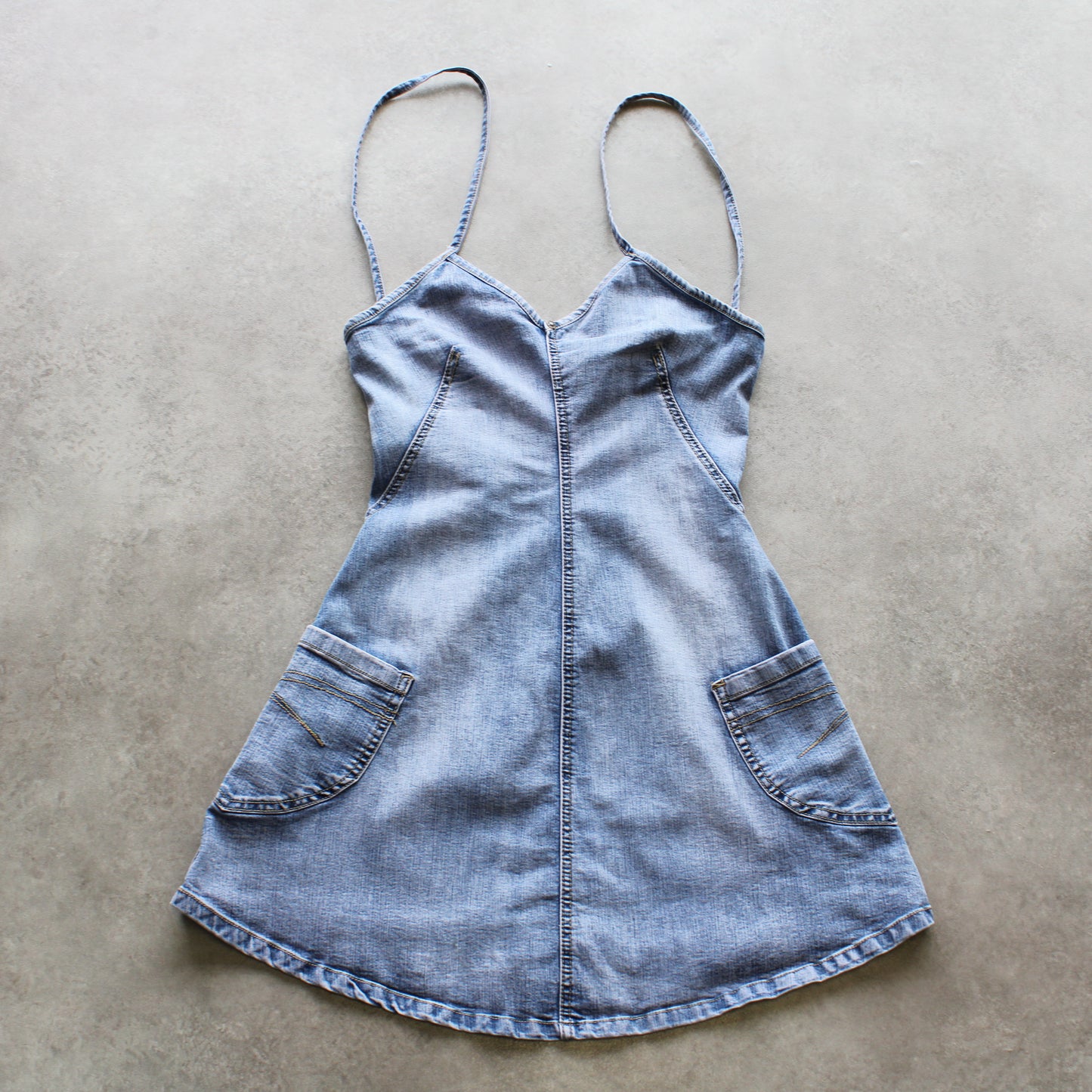 Ice Blue Vintage Denim Mini Dress – Light Wash (Woman-L)