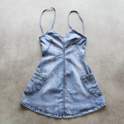 Ice Blue Vintage Denim Mini Dress – Light Wash (Woman-L)