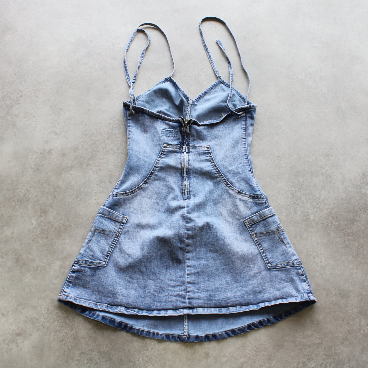 Ice Blue Vintage Denim Mini Dress – Light Wash (Woman-L)