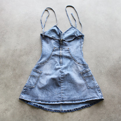 Ice Blue Vintage Denim Mini Dress – Light Wash (Woman-L)