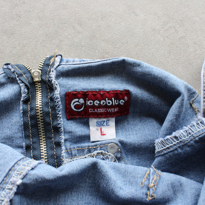 Ice Blue Vintage Denim Mini Dress – Light Wash (Woman-L)