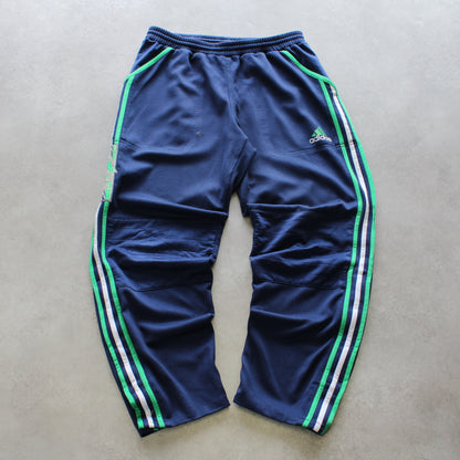 Adidas Vintage Track Pants – Navy with Green & White Stripes (Man-M)