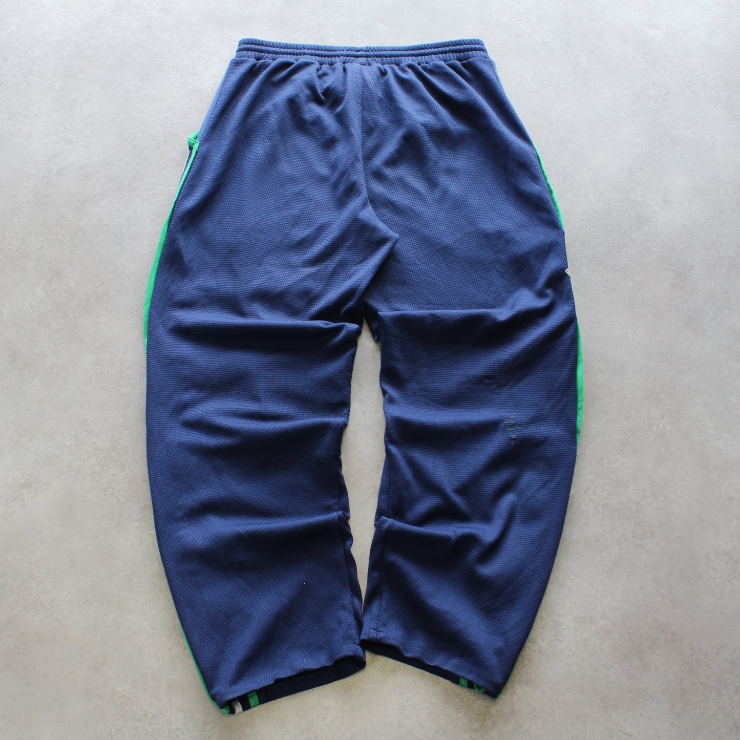 Adidas Vintage Track Pants – Navy with Green & White Stripes (Man-M)