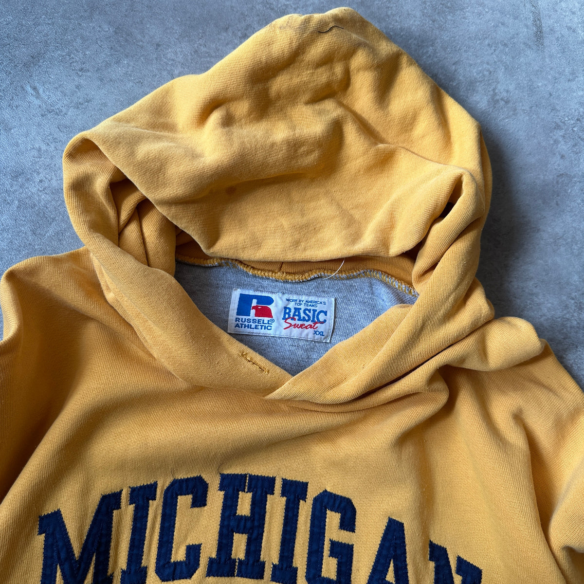Russell Athletic Yellow Michigan Graphic Hoodie XXL