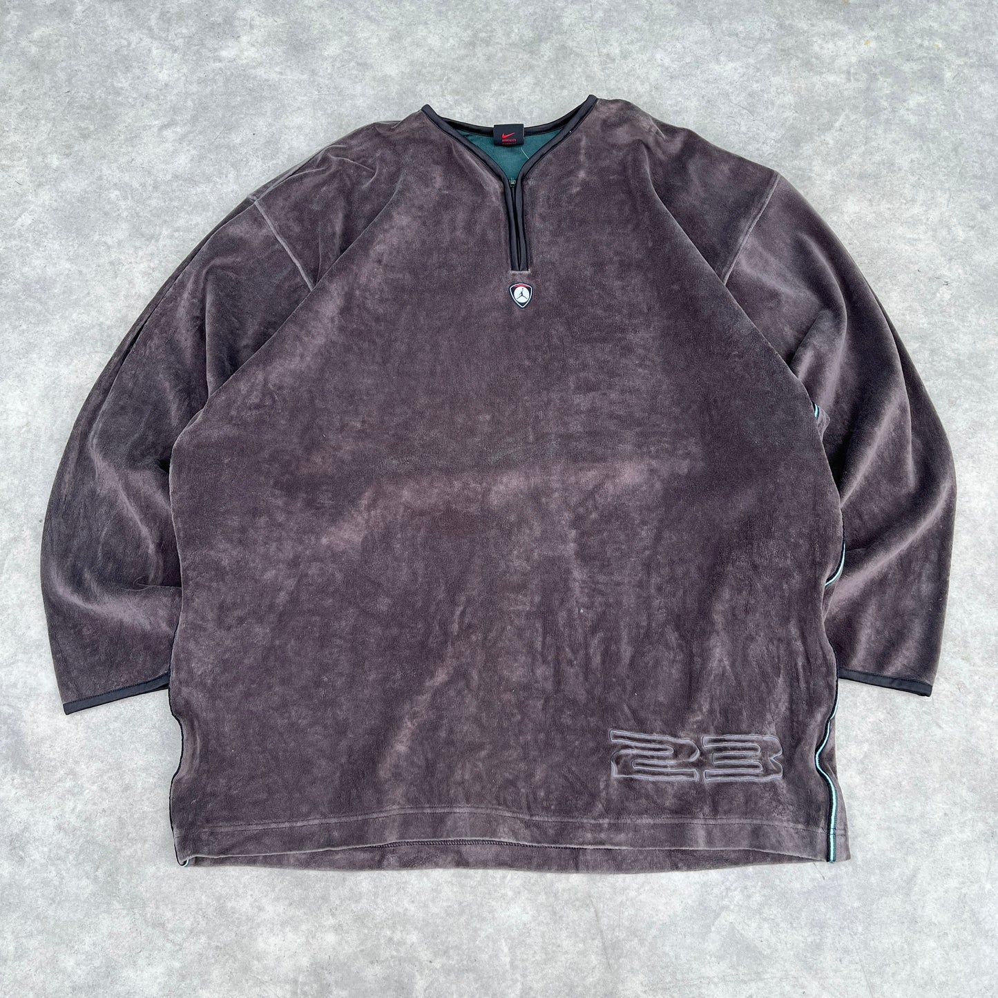 Jordan Brown Velour Quarter Zip Sweatshirt XL