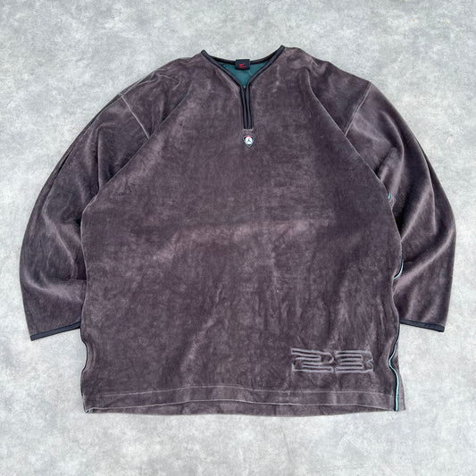 Jordan Brown Velour Quarter Zip Sweatshirt XL