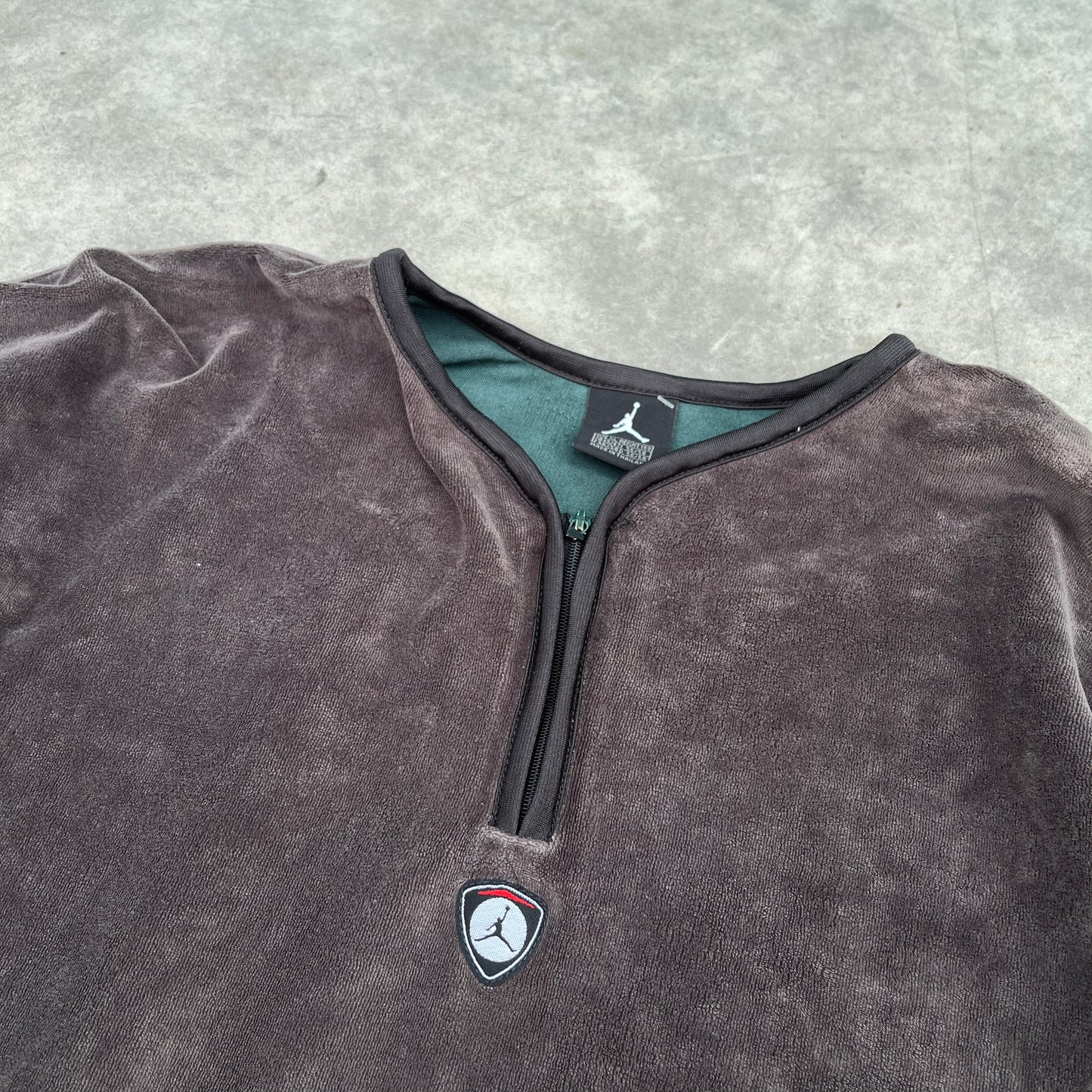 Jordan Brown Velour Quarter Zip Sweatshirt XL