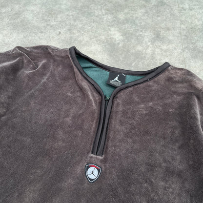Jordan Brown Velour Quarter Zip Sweatshirt XL