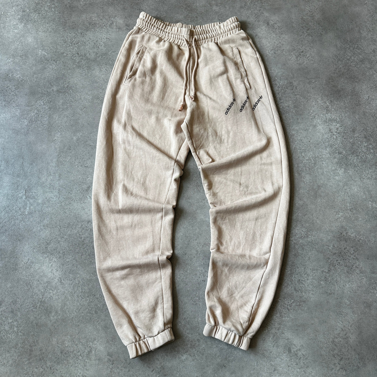 Adidas Beige Stacked Logo Cuffed Sweatpants 38