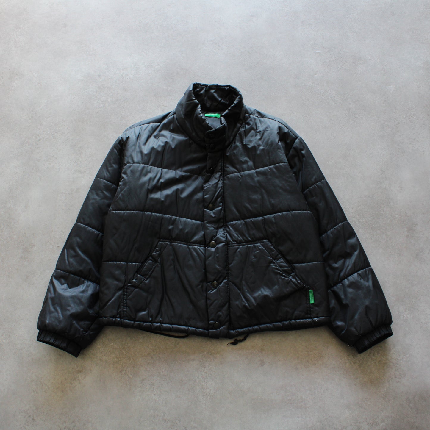 United Colors of Benetton Black Crop Puffer (Woman-M Oversized)