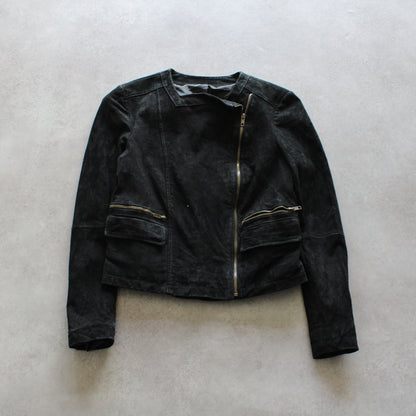 Split Leather Black Crop Jacket (Woman-S)