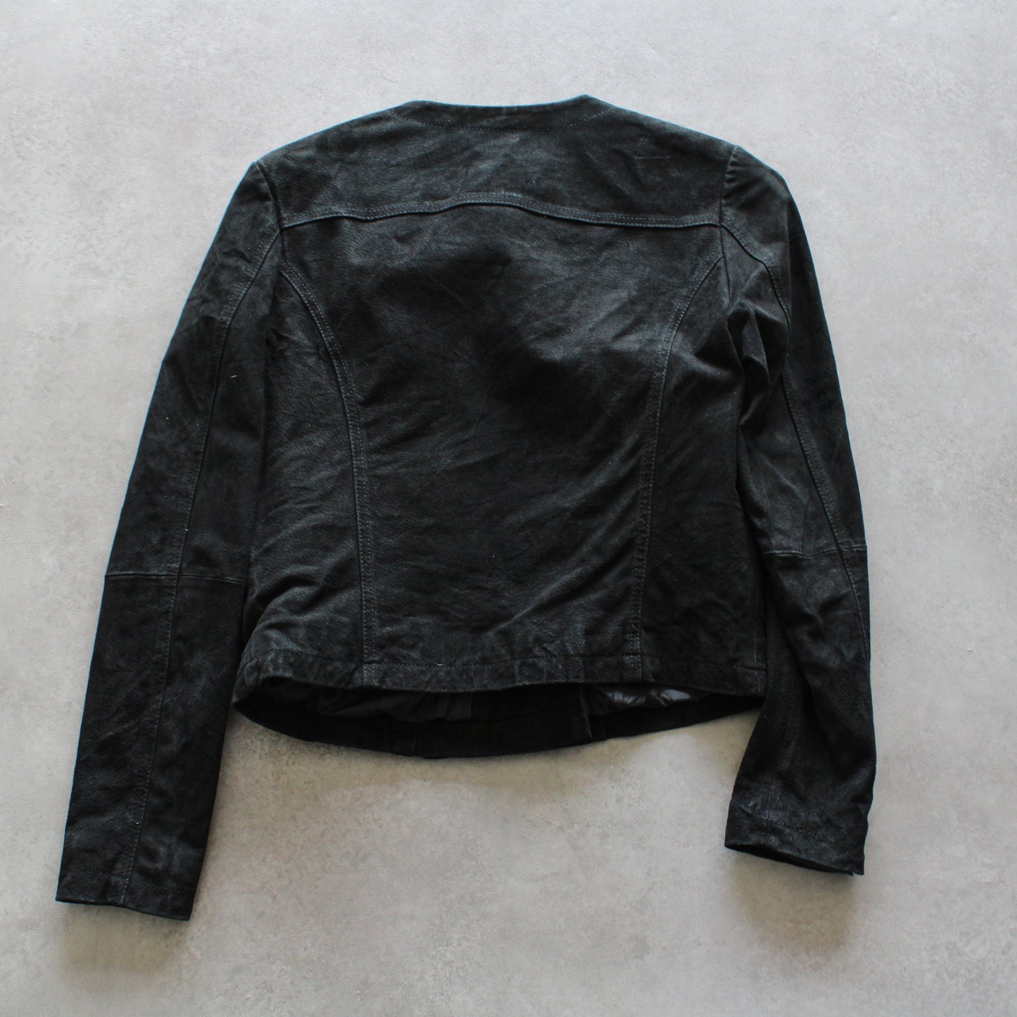 Split Leather Black Crop Jacket (Woman-S)