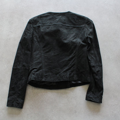 Split Leather Black Crop Jacket (Woman-S)