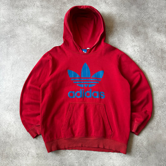 Adidas Red & Blue Trefoil Big Logo Hoodie M