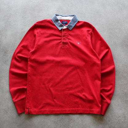 Gant Red Rugby Shirt with Contrast Collar (Man-M)