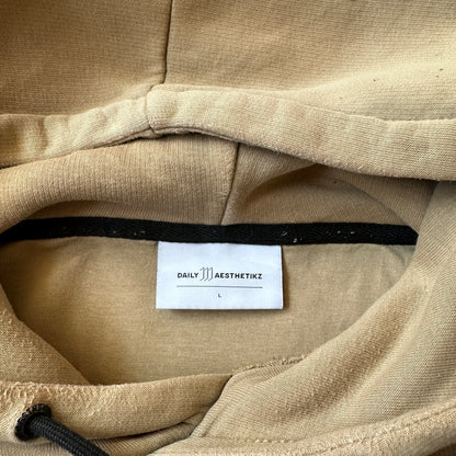 Daily Aesthetikz Beige Embroidered Chest Logo Hoodie L