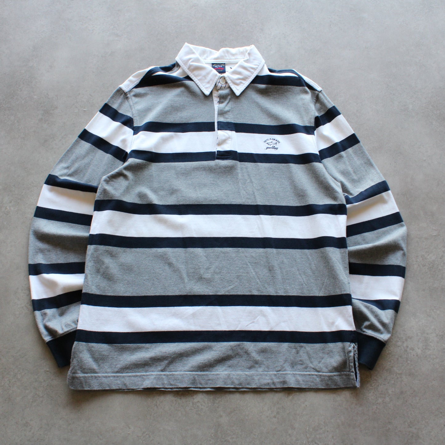 Paul & Shark Striped Rugby Shirt – Grey/Navy/White (Man-L)