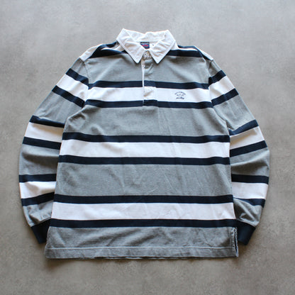 Paul & Shark Striped Rugby Shirt – Grey/Navy/White (Man-L)