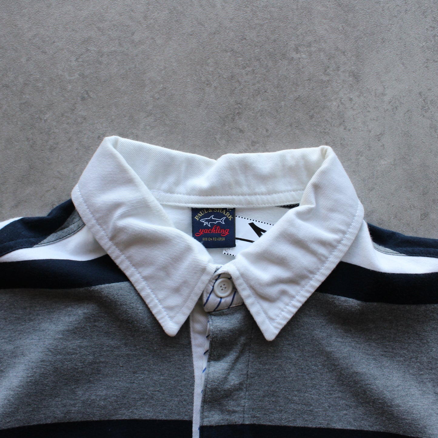 Paul & Shark Striped Rugby Shirt – Grey/Navy/White (Man-L)