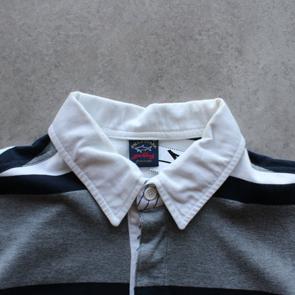 Paul & Shark Striped Rugby Shirt – Grey/Navy/White (Man-L)