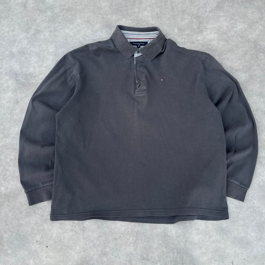 Tommy Hilfiger Dark Grey Long Sleeve Polo Shirt XXL