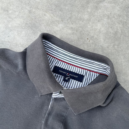 Tommy Hilfiger Dark Grey Long Sleeve Polo Shirt XXL