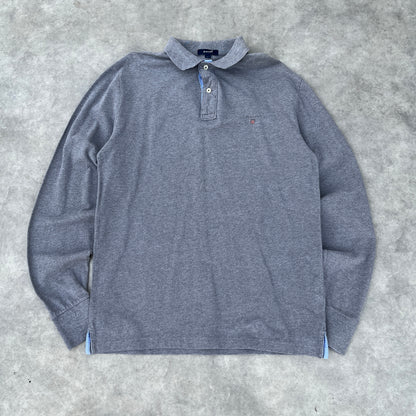 Gant Grey Long Sleeve Polo Shirt L