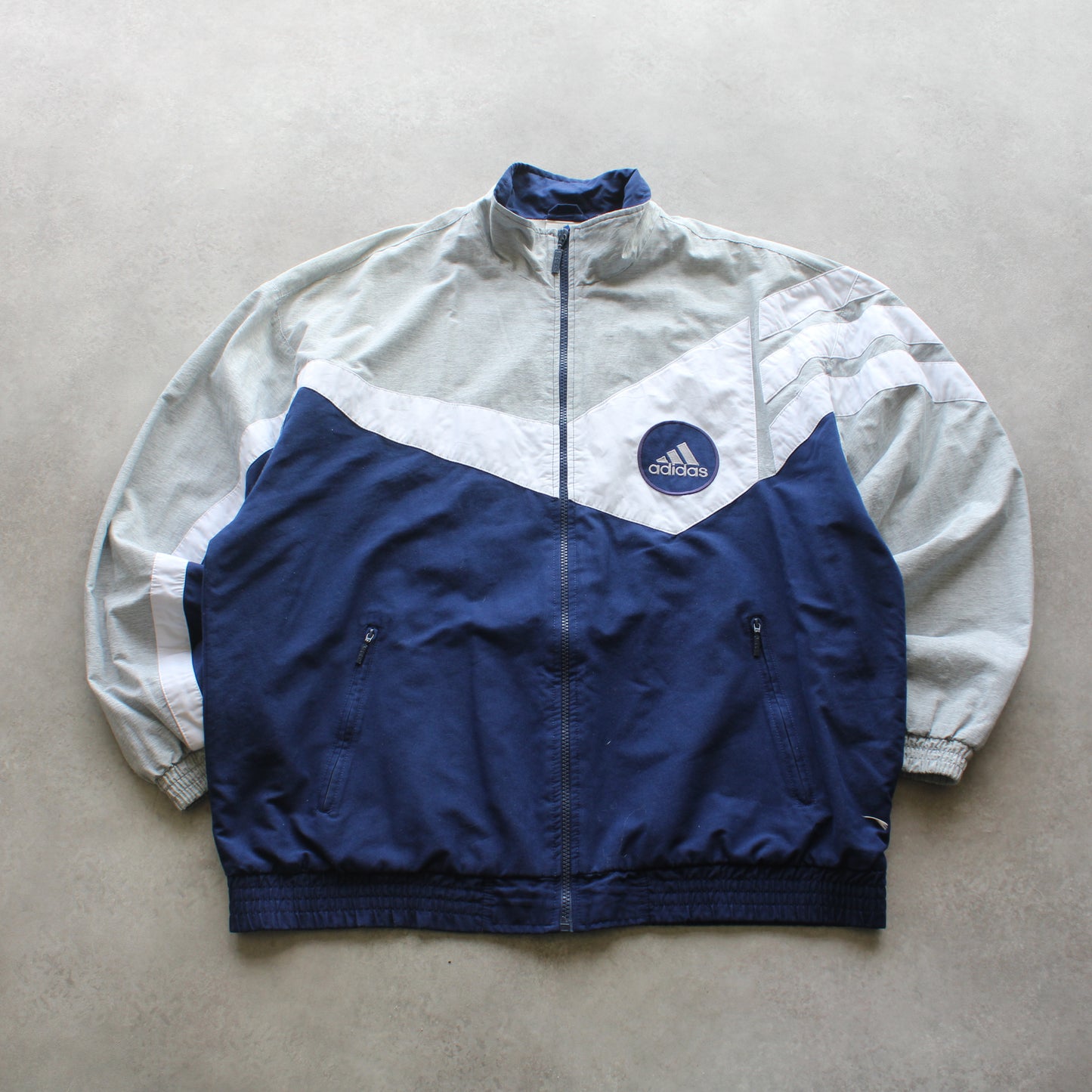 Adidas 90’s Vintage Windbreaker Jacket - Grey/Navy (Man-L)
