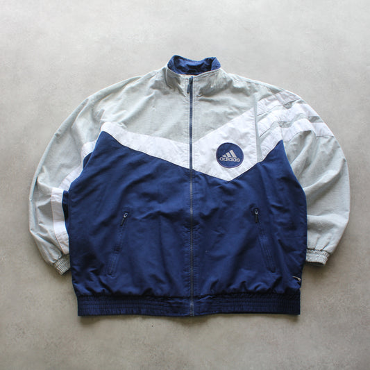Adidas 90’s Vintage Windbreaker Jacket - Grey/Navy (Man-L)