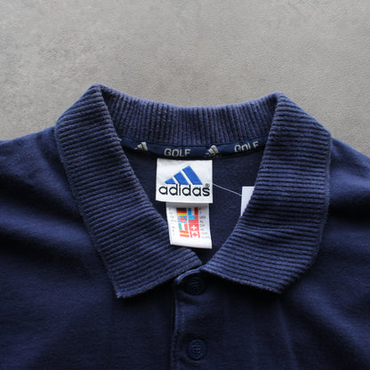 Adidas Golf 90’s Vintage Long Sleeve Polo Shirt - Navy/Yellow (Man-XL)