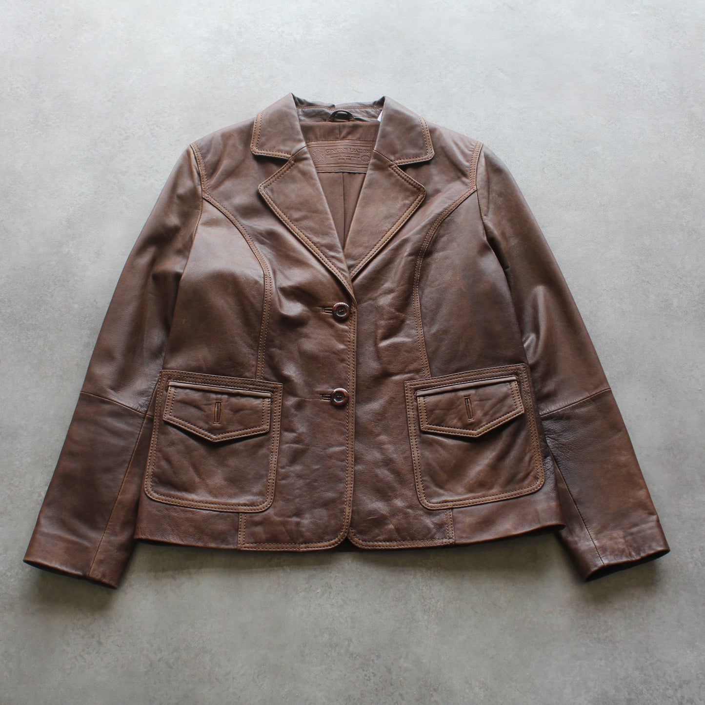 Genuine Leather Blazer - Brown (Woman-L)