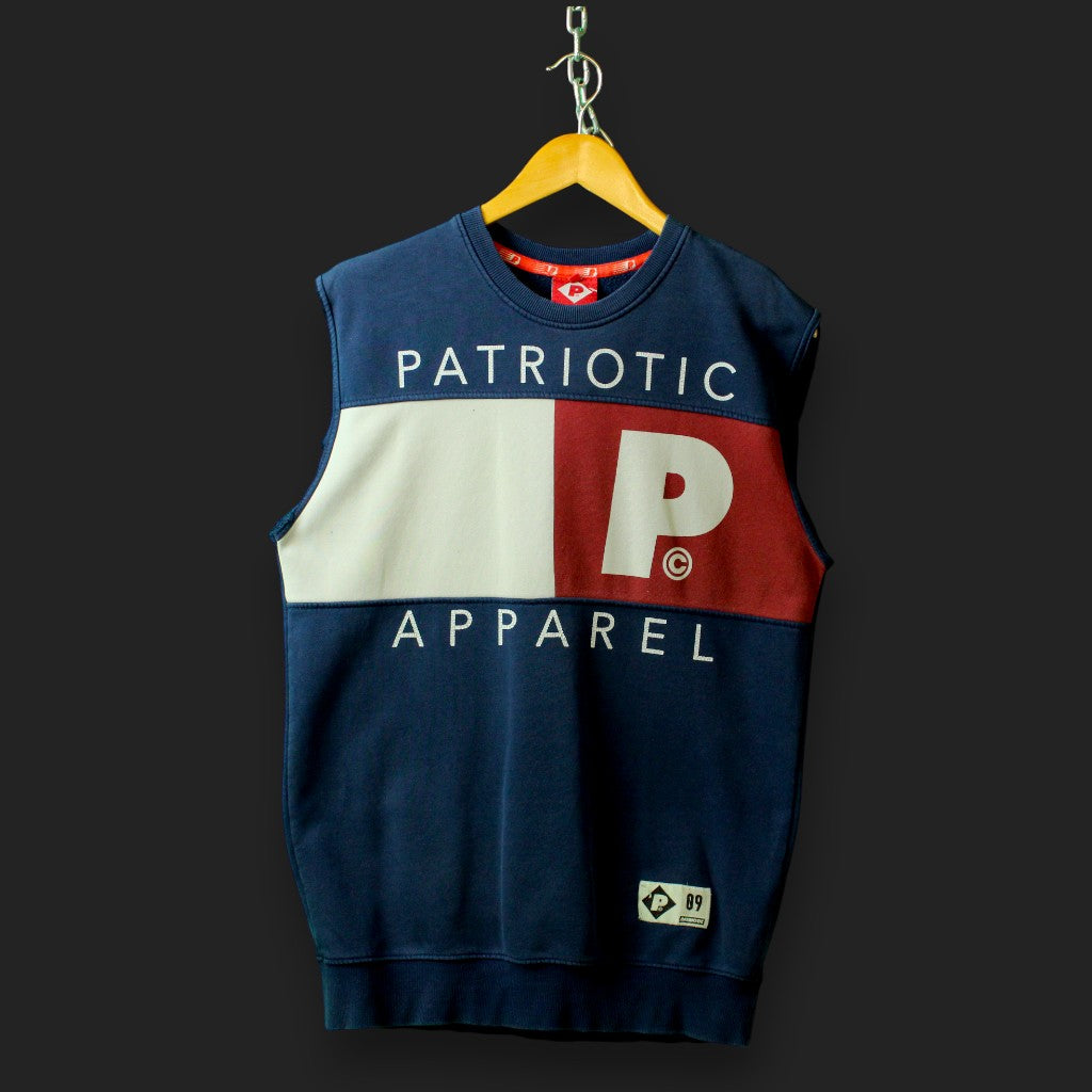 Patriotischer Pullover mit abgeschnittenen Ärmeln (Größe M)
