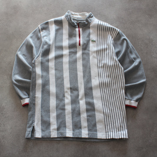Lacoste Vintage Quarter Zip – Grey/White (Man-XXL)