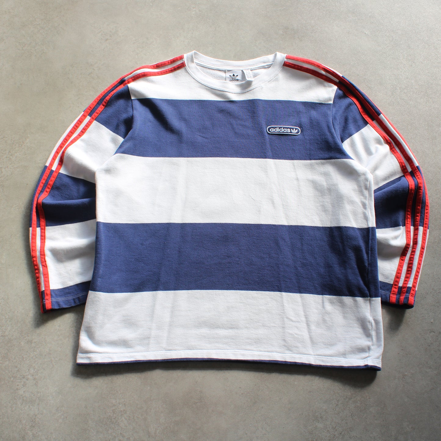Adidas Long Sleeve Tee – White/Navy/Red (Woman-XL)