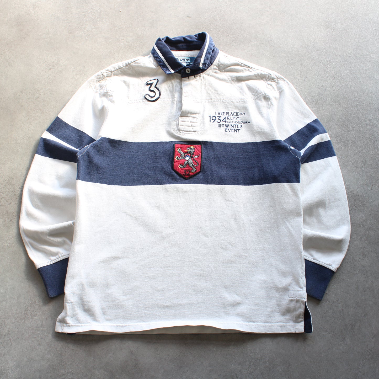 Ralph Lauren Long Sleeve Polo Shirt – White/Navy (Man-M)