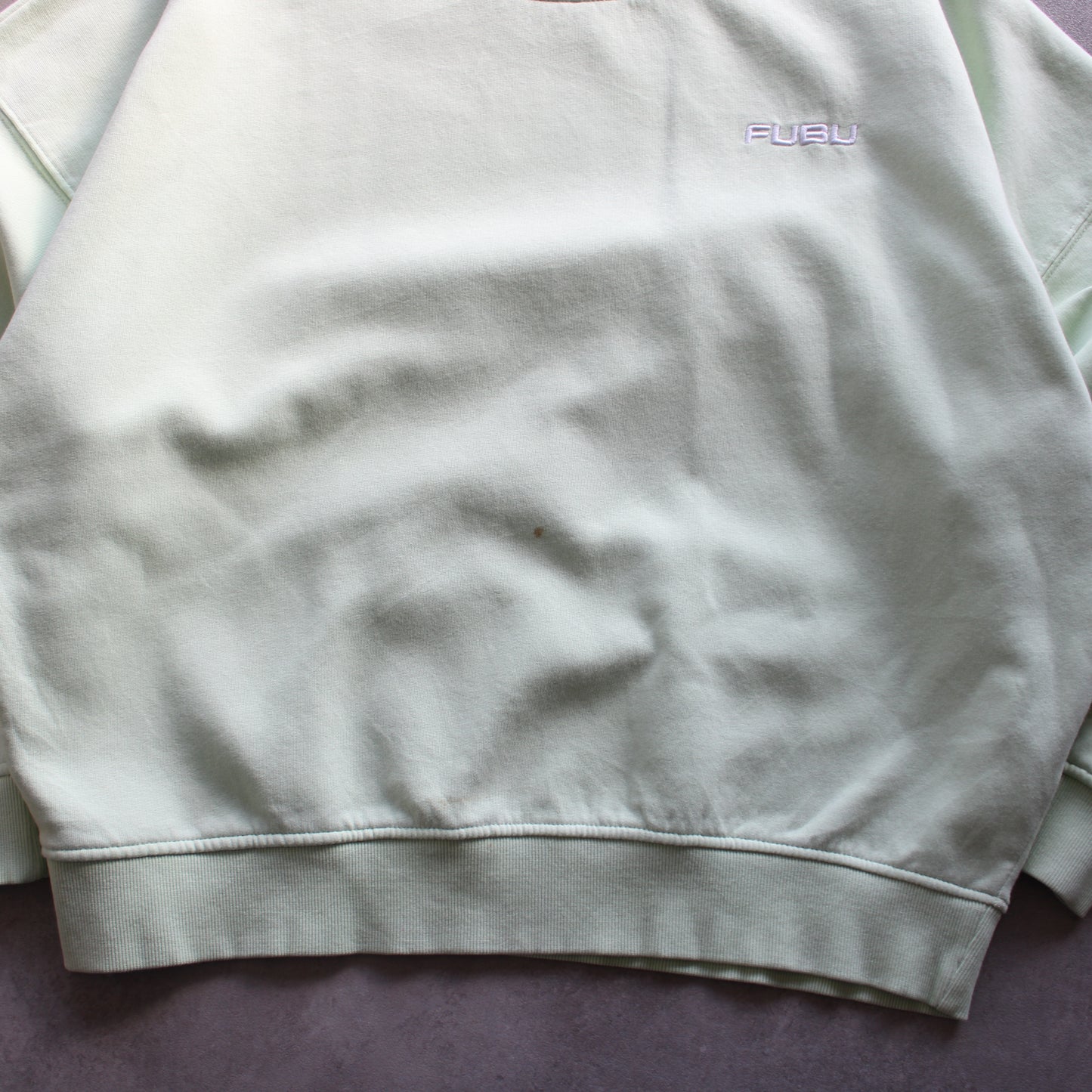 FUBU Embroidered Crewneck – Light Green (Man-L, Flawed)