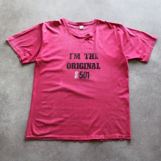 Levi’s Vintage 501 Printed Tee – Red (Man-XL, Faded & Flawed)