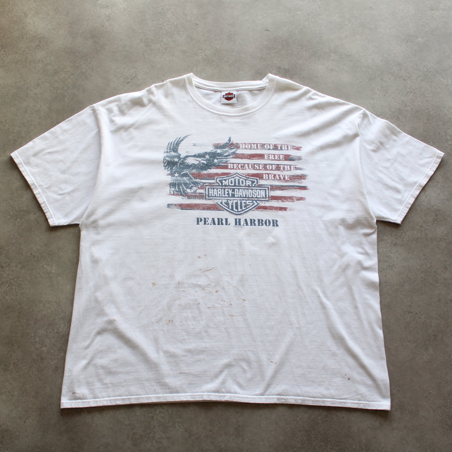 Harley-Davidson Pearl Harbor 2016 Printed Tee – White (Man-3XL, Flawed)