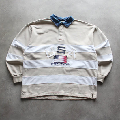 River Woods USA Rugby Shirt – Beige/White (Man-XS)