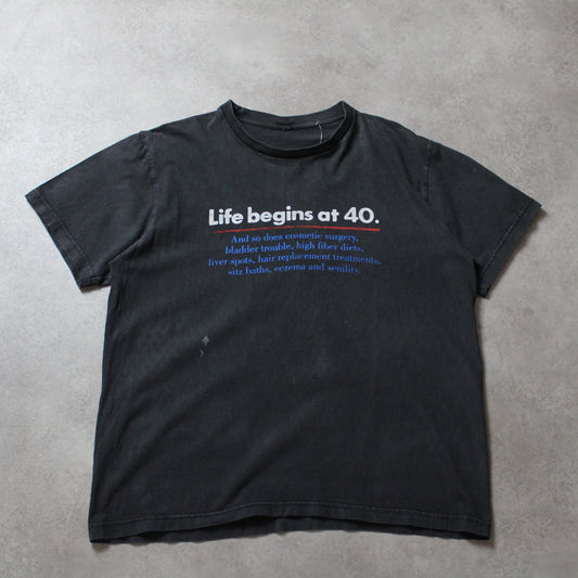 Life begins at 40. Printed T-Shirt (Man-M)