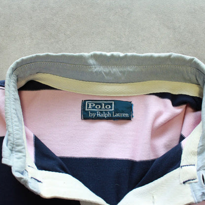Ralph Lauren Long Sleeve Polo Shirt – Pink/Navy Striped (Man-XXL)