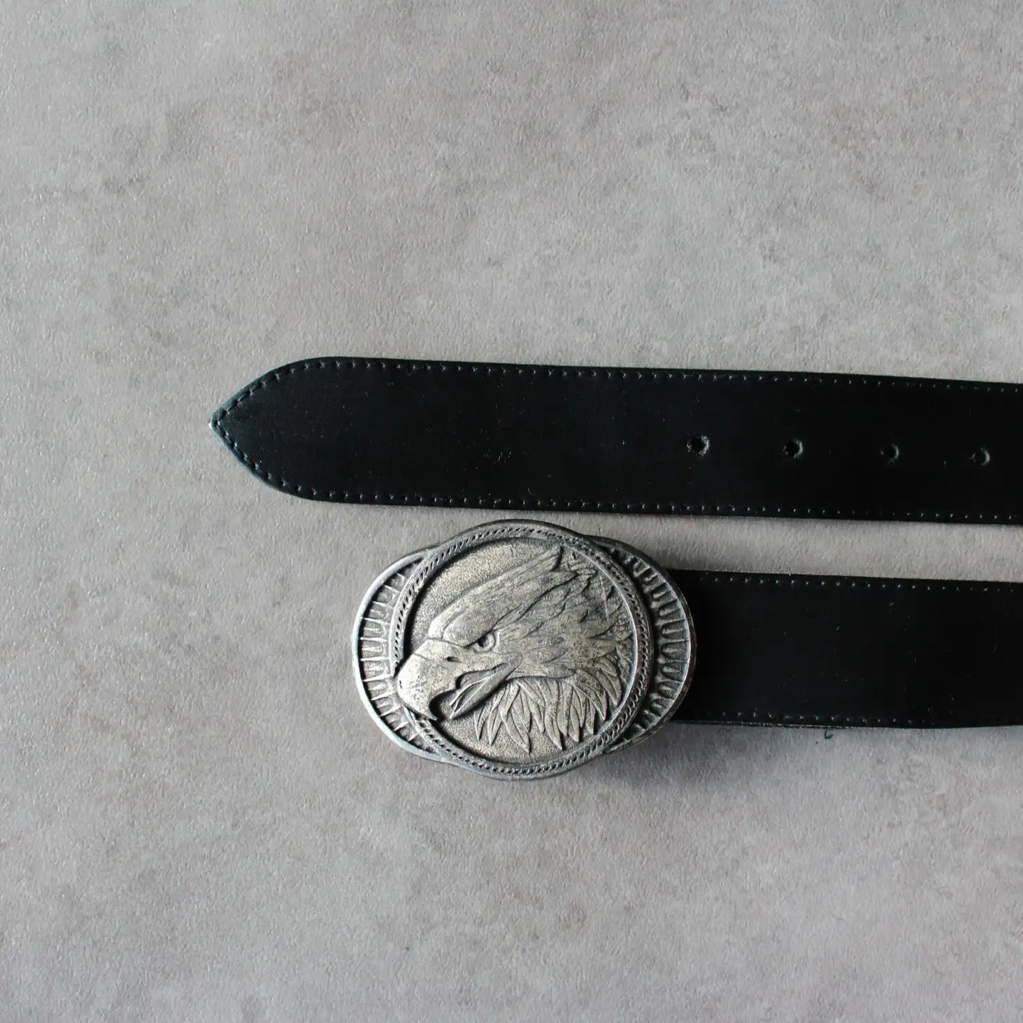 Vintage Eagle Metal Buckle Belt – Black (Woman-90cm)