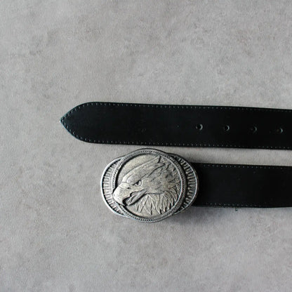Vintage Eagle Metal Buckle Belt – Black (Woman-90cm)