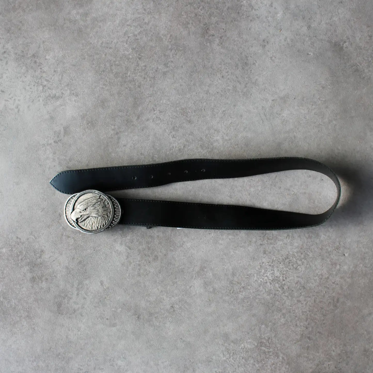 Vintage Eagle Metal Buckle Belt – Black (Woman-90cm)