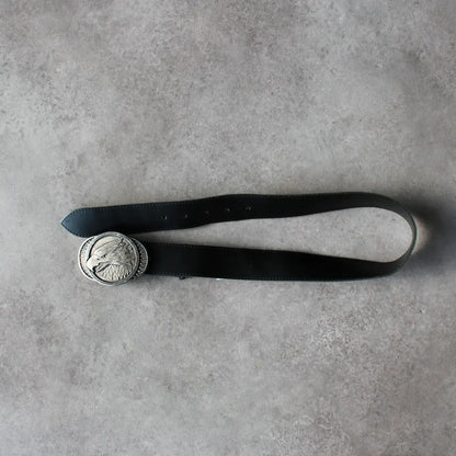 Vintage Eagle Metal Buckle Belt – Black (Woman-90cm)