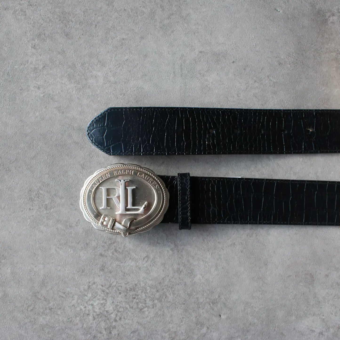 Ralph Lauren Leather Belt with RL Buckle – Black (Man-105cm)